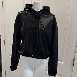 Fabletics Black Hooded Bomber Jacket
